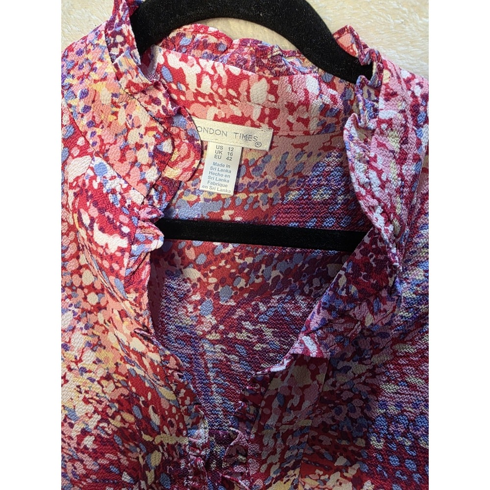 NWT London Times Pink Floral Smocked Waist Maxi Crinkled Garden Wedding A Line12 - Picture 4 of 10